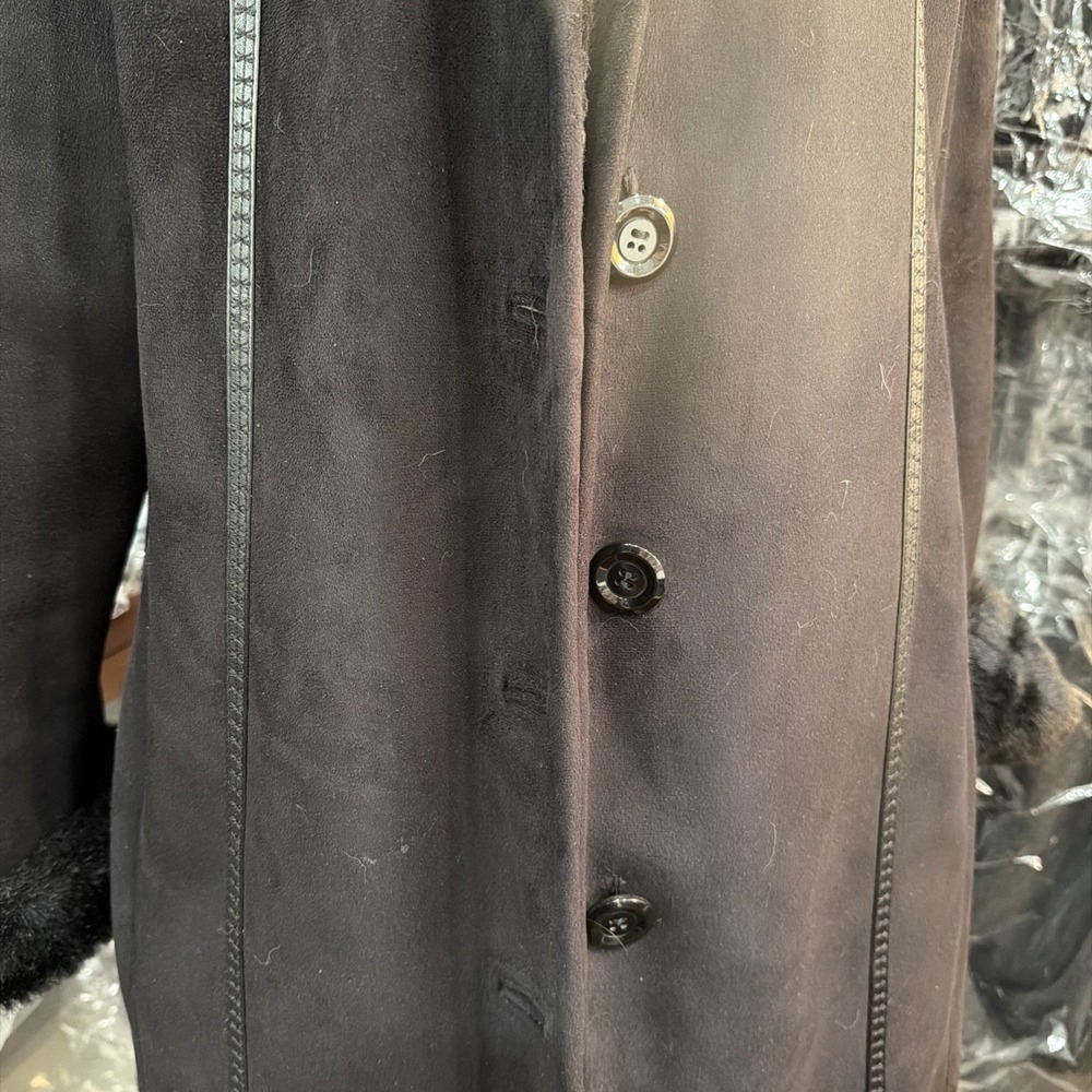 Gallery New York Women's Brown Faux Fur Hooded Winter Coat Size M Cleaned Warm - Picture 2 of 12